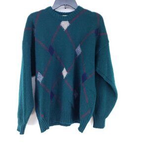 The Moors Shetland Wool Sweater Men's Sz Large Green Argyll